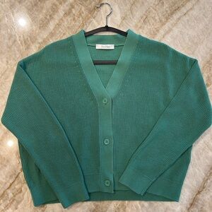 Max Mara Leisure Pistachio Green Button Up Cardigan Size L | Boxy Knit Sweater